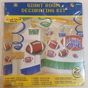 Giant Room Decorating Kit FOOTBALL - The Party Zone - 22 Pieces Mega Value Pack.